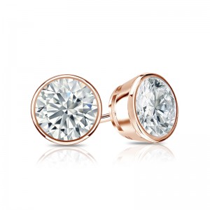 1.00 ct. tw Lab Grown Diamond Stud Earrings Bezel Setting in 14K Gold (E-F, SI)