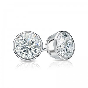 0.25 ct. tw Lab Grown Diamond Stud Earrings Bezel Setting in 14K Gold (E-F, SI)