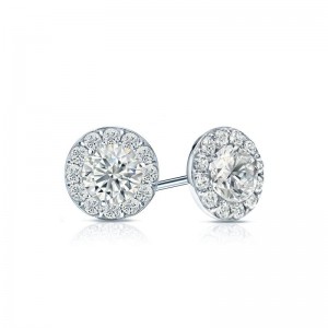 Halo 0.25 ct. tw Lab Grown Diamond Stud Earrings in 14K Gold (E-F, SI)