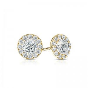 Halo 0.50 ct. tw Lab Grown Diamond Stud Earrings in 14K Gold (E-F, SI)