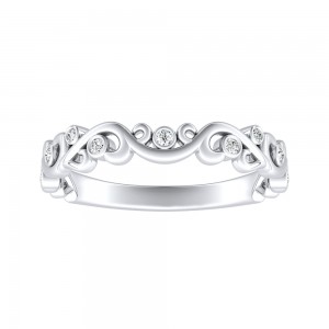 Floral Lab Grown Diamond Wedding Ring in 14K White Gold