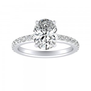 1.00 ct. Center Oval Lab Grown Classic Diamond Engagement Ring in 14K White Gold