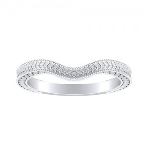 Vintage Lab Grown Diamond Wedding Ring in 14K White Gold