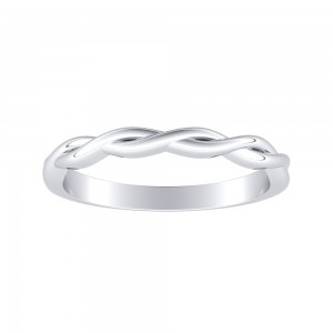Twisted Lab Grown Diamond Wedding Ring in 14K White Gold