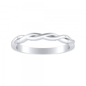 Twisted Lab Grown Diamond Wedding Ring in 14K White Gold