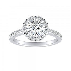 Halo 1.00 ct. Center Round Lab Grown Diamond Engagement Ring in 14K White Gold
