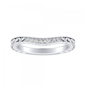 Vintage Lab Grown Diamond Wedding Ring in 14K White Gold