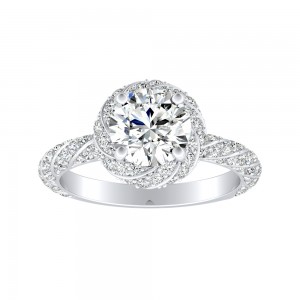 Halo 1.00 ct. Center Round Lab Grown Diamond Engagement Ring in 14K White Gold