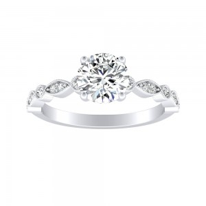 Vintage 1.00 ct. Center Round Lab Grown Diamond Engagement Ring in 14K White Gold