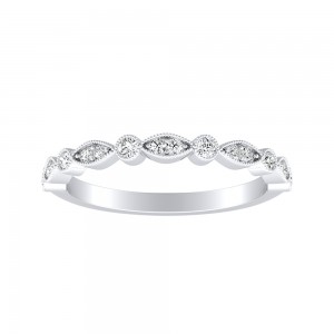 Vintage Lab Grown Diamond Wedding Ring in 14K White Gold