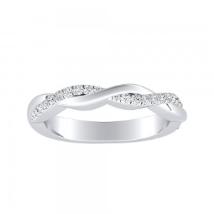 Twisted Lab Grown Diamond Wedding Ring in 14K White Gold