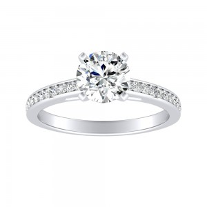 Classic 1.00 ct. Center Round Lab Grown Diamond Engagement Ring in 14K White Gold