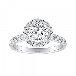 Halo 1.00 ct. Center Round Lab Grown Diamond Engagement Ring in 14K White Gold