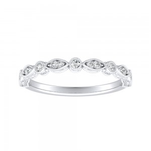 Vintage Lab Grown Diamond Wedding Ring in 14K White Gold