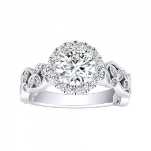 Vintage Halo 1.00 ct. Center Round Lab Grown Diamond Engagement Ring in 14K White Gold