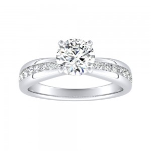 Classic 1.00 ct. Center Round Lab Grown Diamond Engagement Ring in 14K White Gold