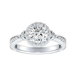 Halo 1.00 ct. Center Round Lab Grown Diamond Engagement Ring in 14K White Gold