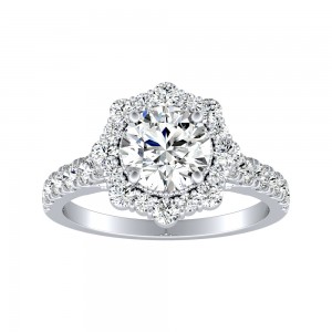 Halo 1.00 ct. Center Round Lab Grown Diamond Engagement Ring in 14K White Gold