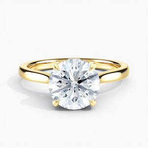 Hidden Details Solitaire Engagement Ring with  1.00 ct. Center Round Lab Grown Diamond Engagement Ring in 14K Yellow Gold