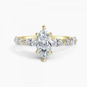 Diamond Engagement Ring with  1.00 ct. Center Marquise Lab Grown Diamond in 14K Yellow Gold