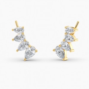 Pear Lab Grown Diamond Earring Climbers 1.25 Ct. tw. 14K White Gold