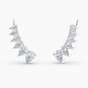 Pear Lab Grown Diamond Earring Climbers 3.00 Ct. tw. 14K White Gold