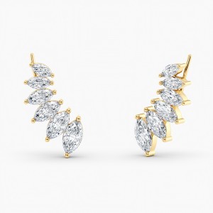 Marquise Lab Grown Diamond Earring Climbers 3.00 Ct. tw. 14K Yellow Gold