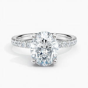 Under Halo 1.00 ct. Center Oval Lab Grown Diamond Engagement Ring in 14K White Gold