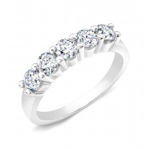 Five Stone Lab Grown Diamond 0.25 ct Wedding Ring in 14K White Gold