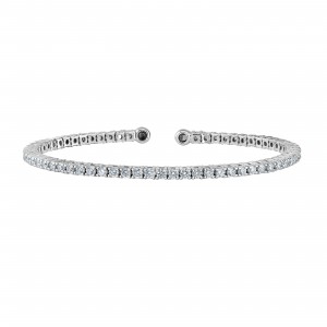 1 Carat Lab Grown Diamond Straight Halfway Flex Bangle Bracelet  in 14k Gold (E-F, VS)