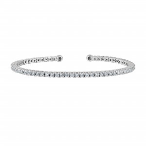 1 3/4 Carat Lab Grown Diamond Straight All The Way Flex Bangle Bracelet in 14k White Gold (E-F, VS)