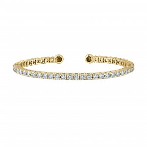2 1/4 Carat Lab Grown Diamond Straight Halfway Flex Bangle Bracelet in 14k White Gold (E-F, VS)