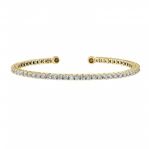 2 3/4 Carat Lab Grown Diamond Straight All The Way Flex Bangle Bracelet in 14k White Gold (E-F, VS)