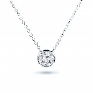 0.25 ct. tw Lab Grown Round Diamond Solitaire Pendant Bezel Setting in 14K Gold (H-I, VS)