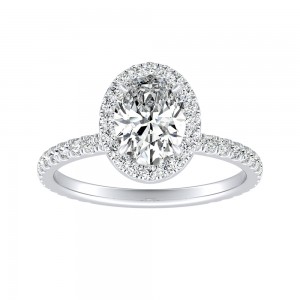Halo 1.00 ct. Center Oval Lab Grown Diamond Engagement Ring in 14K White Gold
