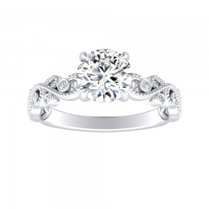 1.00 ct. Center Round Lab Grown Floral Diamond Engagement Ring in 14K White Gold