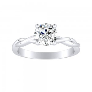 1.00 ct. Center Round Lab Grown Twisted Solitaire Diamond Engagement Ring in 14K White Gold