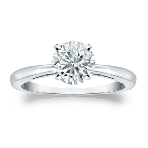 Solitaire 1.00 ct. Center Round Lab Grown Diamond Engagement Ring in 14K White Gold