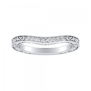 Vintage Lab Grown Diamond Wedding Ring in 14K White Gold
