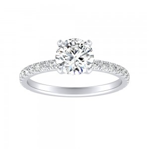 Classic 1.00 ct. Center Round Lab Grown Diamond Engagement Ring in 14K White Gold