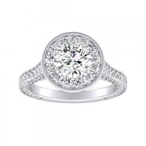 1.00 ct. Center Round Lab Grown Diamond Halo Engagement Ring in 14K White Gold