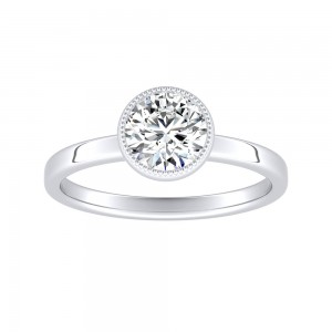 Solitaire Round Lab Grown Diamond Engagement Ring 1.00 ct. Center in 14K White Gold