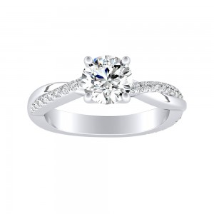 Modern 1.00 ct. Center Round Lab Grown Diamond Engagement Ring in 14K White Gold