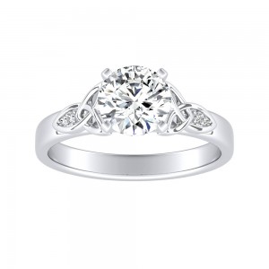 Vintage 1.00 ct. Center Round Lab Grown Diamond Engagement Ring in 14K White Gold
