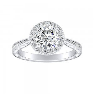 1.00 ct. Center Halo Round Lab Grown Diamond Engagement Ring in 14K White Gold