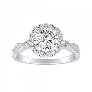 Halo 1.00 ct. Center Round Lab Grown Diamond Engagement Ring in 14K White Gold