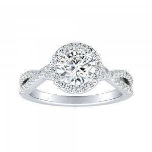 Halo 1.00 ct. Center Round Lab Grown Diamond Engagement Ring in 14K White Gold