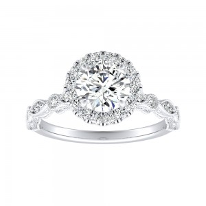 1.00 ct. Center Halo Round Lab Grown Diamond Engagement Ring in 14K White Gold