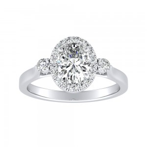 Halo 1.00 ct. Center Oval Lab Grown Diamond Engagement Ring in 14K White Gold