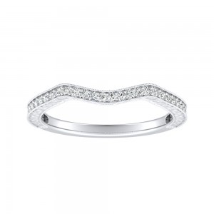 Vintage Lab Grown Diamond Wedding Ring in 14K White Gold